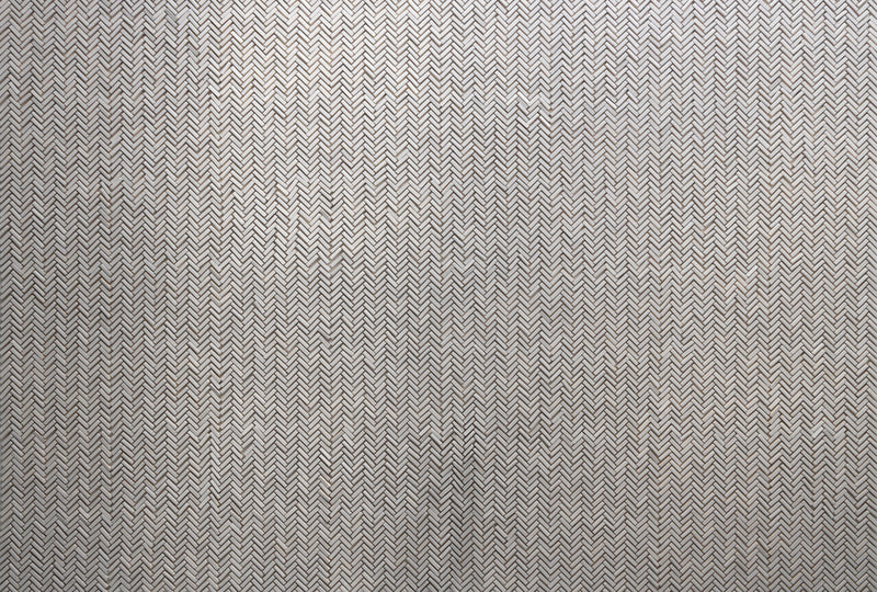 Off-White Herringbone Mosaic Tiles on Mesh CHEBEK-EX