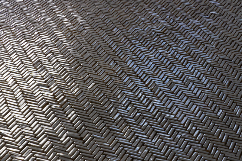 Off-White Herringbone Mosaic Tiles on Mesh CHEBEK-EX