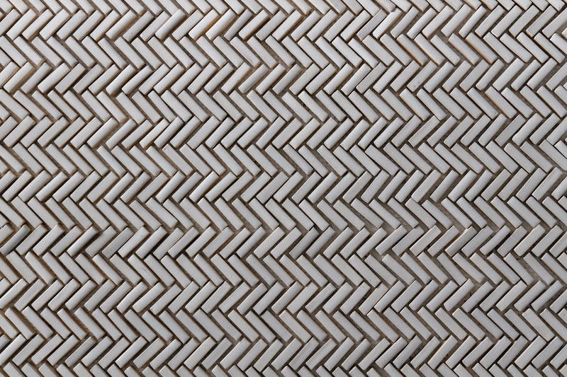 Off-White Herringbone Mosaic Tiles on Mesh CHEBEK-EX