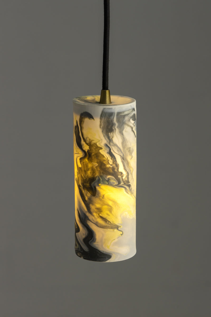 Grey & Yellow Porcelain Pendant Light - KALFAD