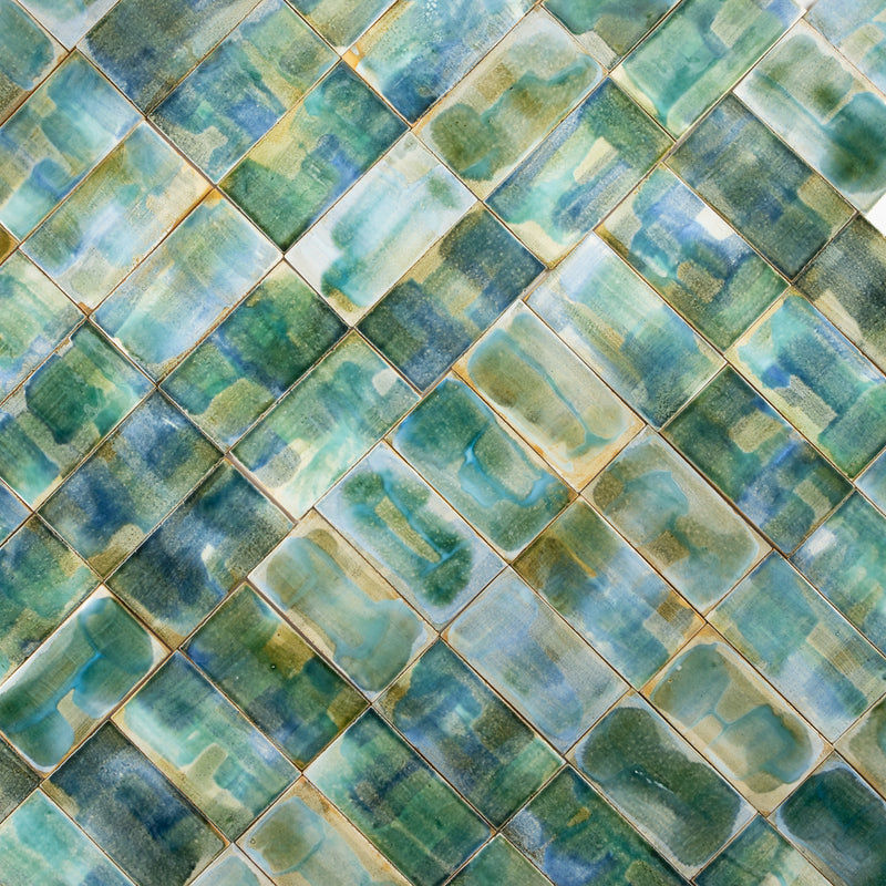 Hand-Painted Green & Blue Tiles - KCGKEG