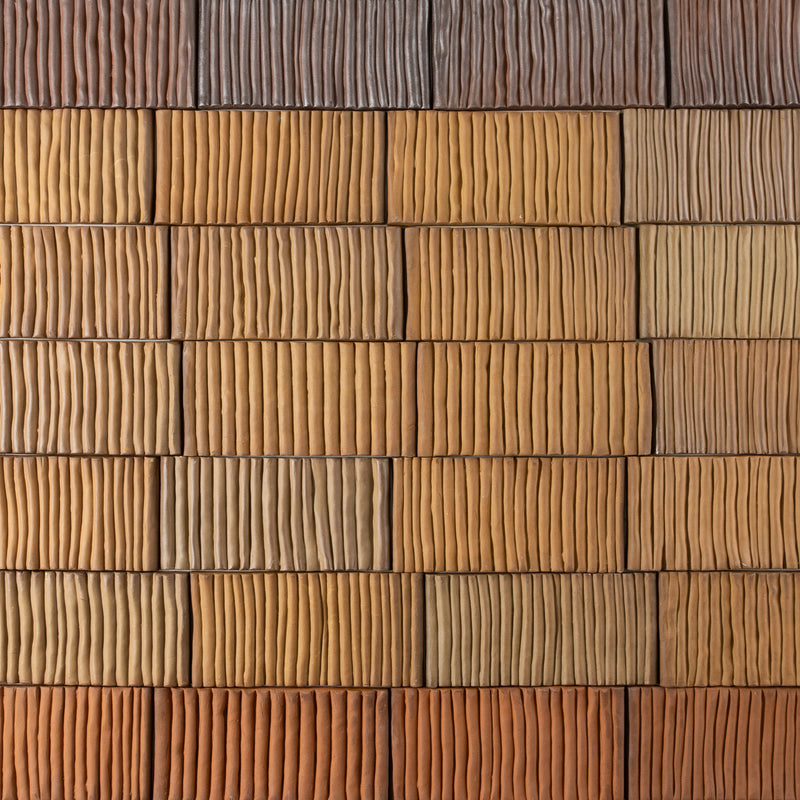 Terra Cotta Textured Line 3D Tiles - KCUZNK-EX