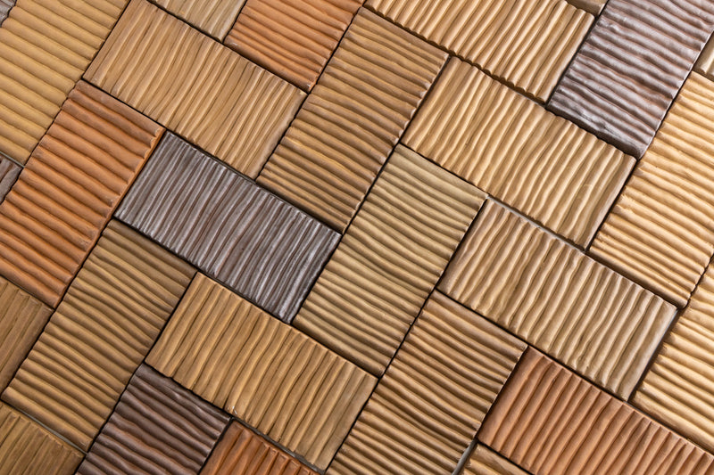 Terra Cotta Textured Line 3D Tiles - KCUZNK-EX