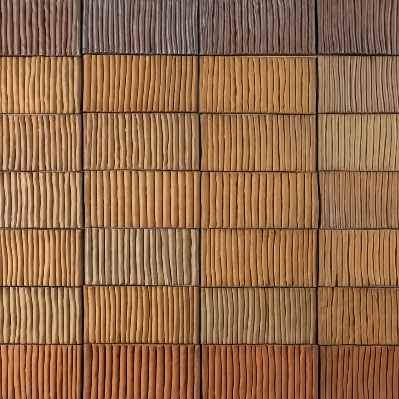 Terra Cotta Textured Line 3D Tiles - KCUZNK-EX