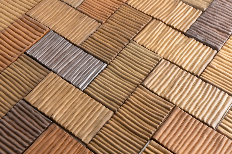 Terra Cotta Textured Line 3D Tiles - KCUZNK-EX