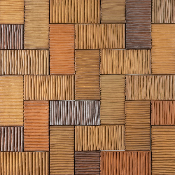 Terra Cotta Textured Line 3D Tiles - KCUZNK-EX