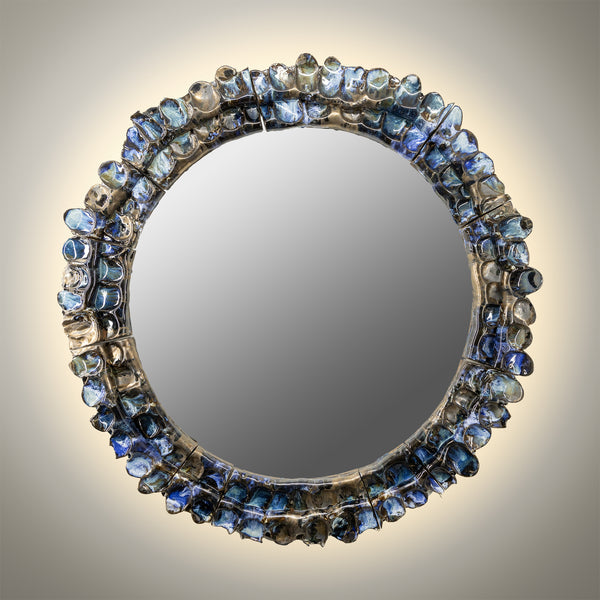 Blue & Bronze Ø1000mm Ceramic Mirror - KEFDCJ