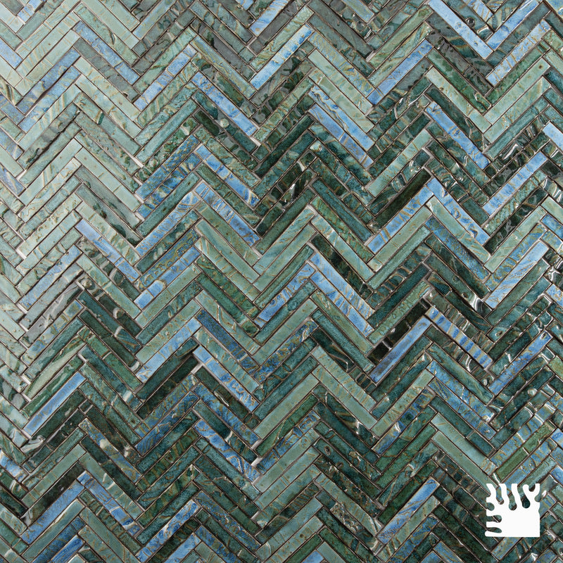 Elegant Slender Blue & Green Ceramics Tiles - KHLBCA-WS