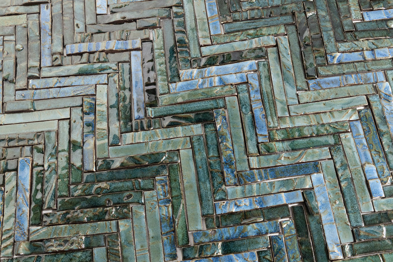 Elegant Slender Blue & Green Ceramics Tiles - KHLBCA-WS