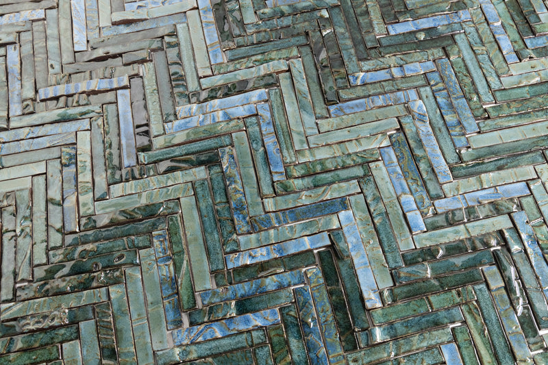 Elegant Slender Blue & Green Ceramics Tiles - KHLBCA-WS