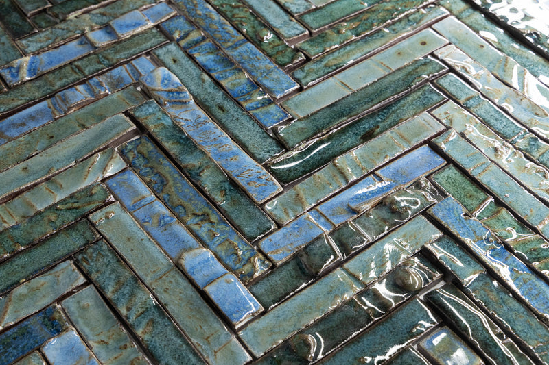 Elegant Slender Blue & Green Ceramics Tiles - KHLBCA-WS