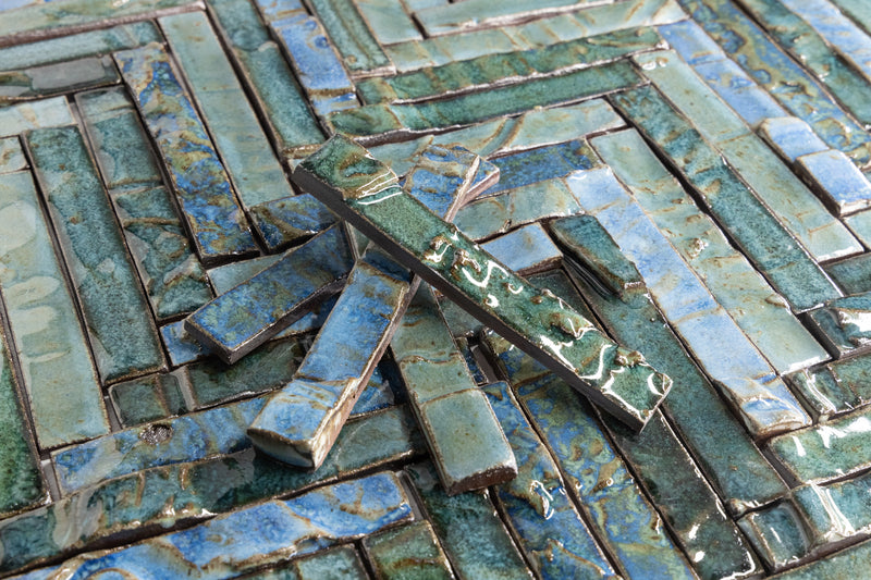 Elegant Slender Blue & Green Ceramics Tiles - KHLBCA-WS