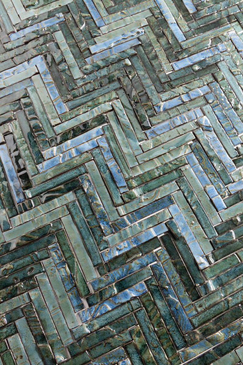 Elegant Slender Blue & Green Ceramics Tiles - KHLBCA-WS