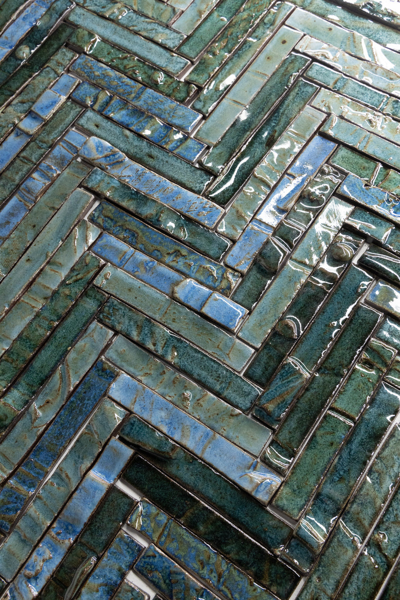 Elegant Slender Blue & Green Ceramics Tiles - KHLBCA-WS