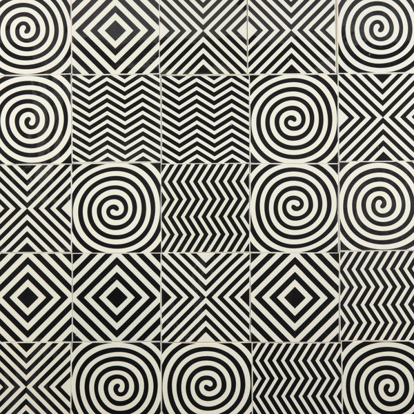 Black & White Geometric Pattern Tiles KJSTTD-WS