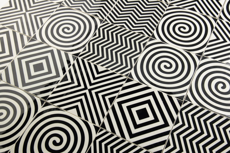 Black & White Geometric Pattern Tiles KJSTTD-WS