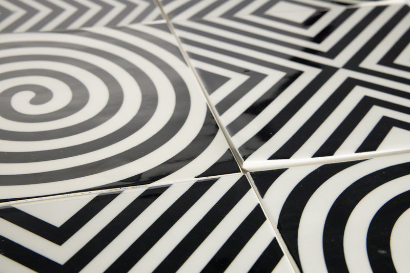 Black & White Geometric Pattern Tiles KJSTTD-WS