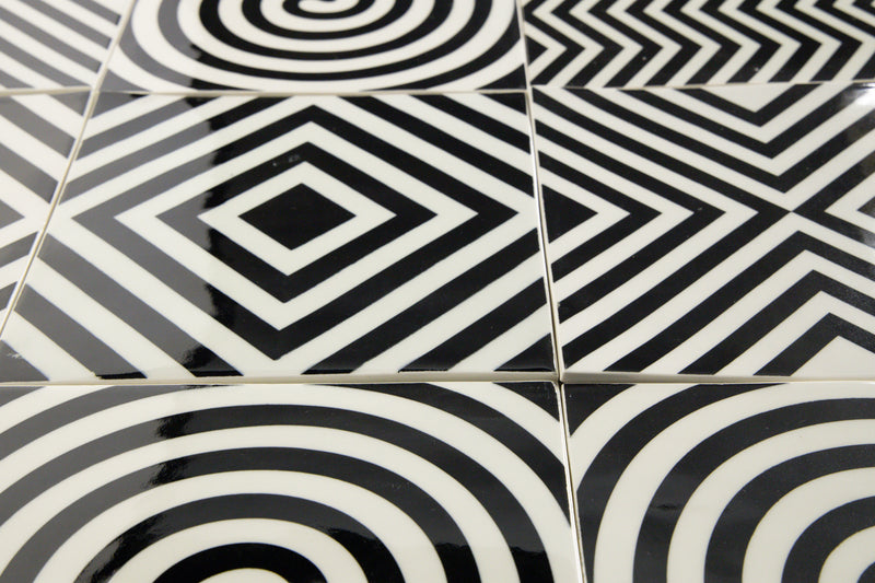 Black & White Geometric Pattern Tiles KJSTTD-WS