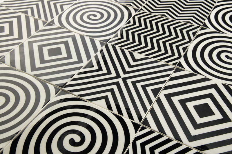 Black & White Geometric Pattern Tiles KJSTTD-WS