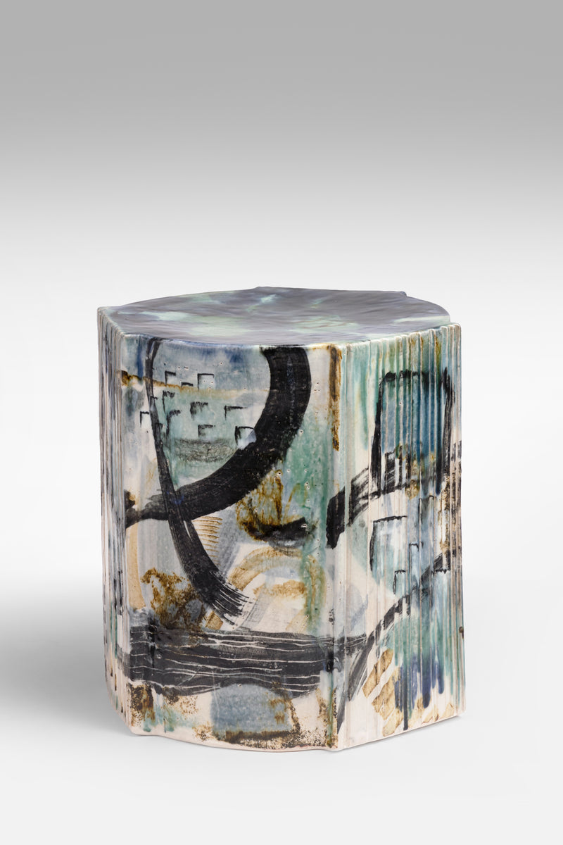 Abstract Hand-Painted Ceramic Side Table 365mm - KKMAFC