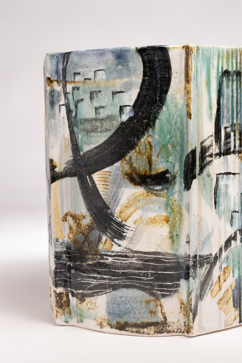 Abstract Hand-Painted Ceramic Side Table 365mm - KKMAFC