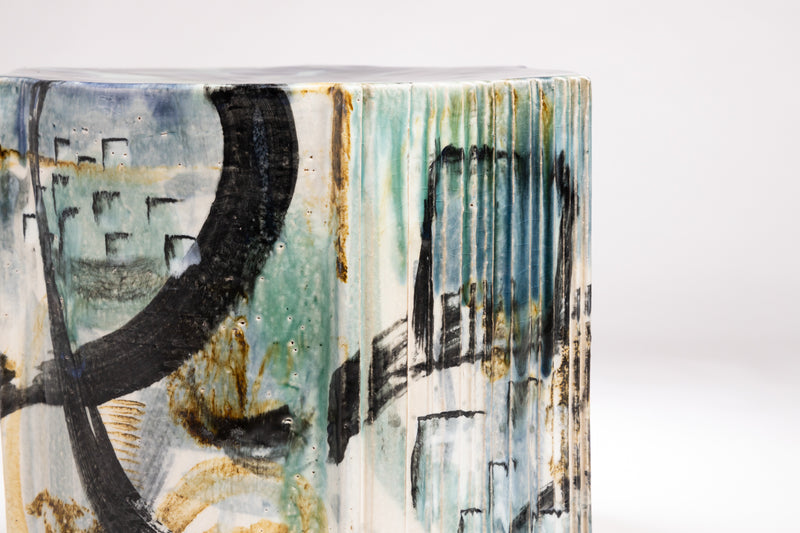 Abstract Hand-Painted Ceramic Side Table 365mm - KKMAFC