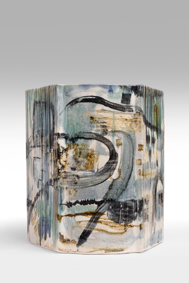 Abstract Hand-Painted Ceramic Side Table 365mm - KKMAFC