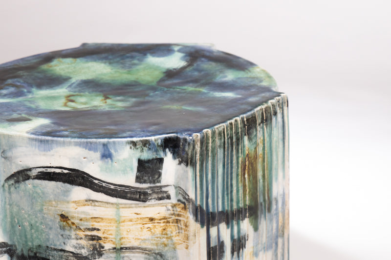 Abstract Hand-Painted Ceramic Side Table 365mm - KKMAFC