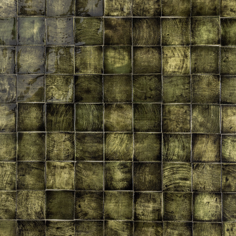 Dark Green Hand-Painted Square Tile KLLDFJ_WS