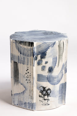 Blue & White Handcrafted Ceramic Side Table 390mm - KMBMDH