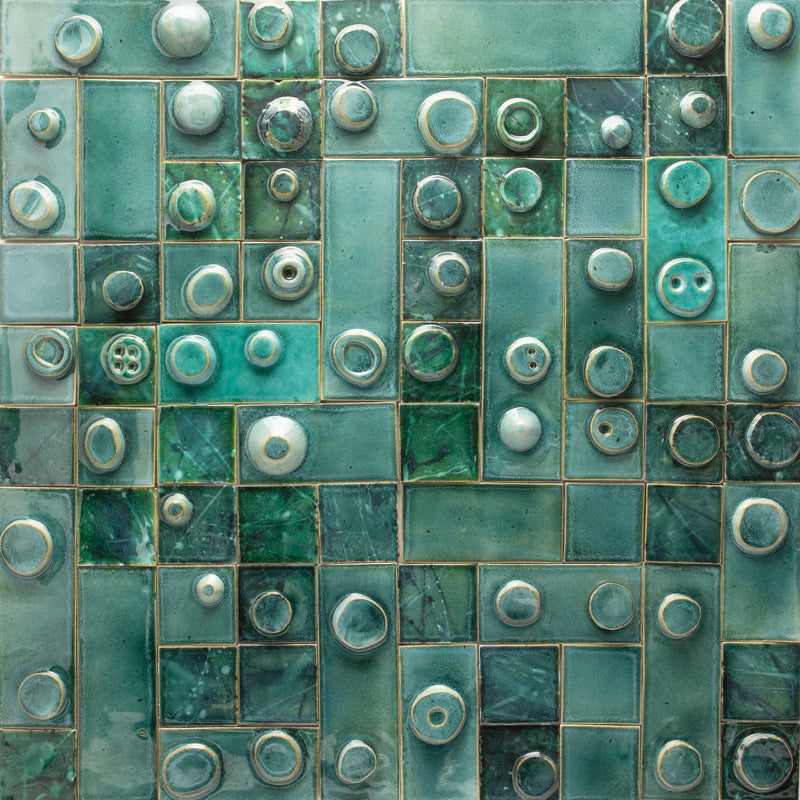 Artistic Hand-Sculpted Green 3D Tiles KMDWMM_19B