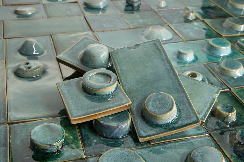 Artistic Hand-Sculpted Green 3D Tiles KMDWMM_19B