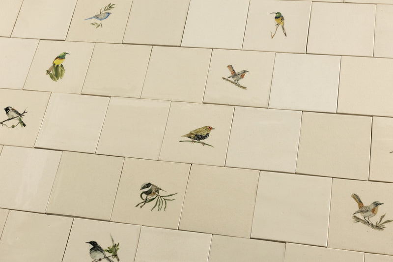 Cape Birds on Cream Squares Ceramic Tiles - KYIBY6