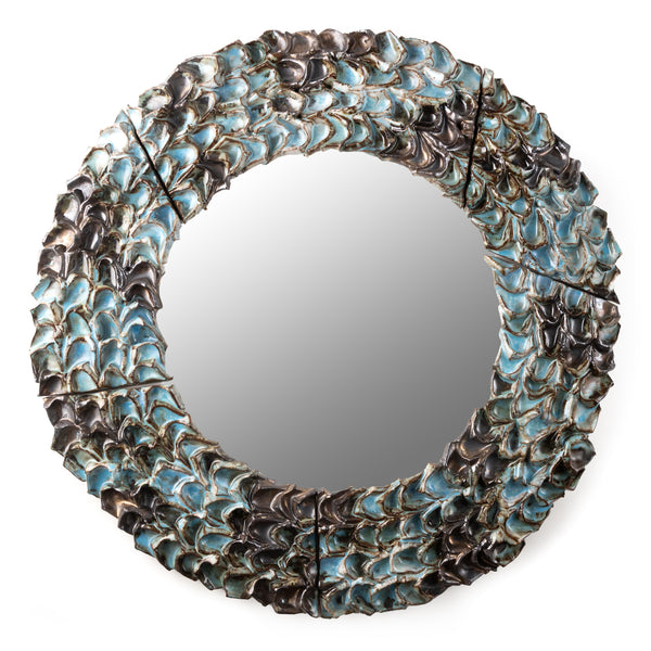 Medium Aqua & Bronze Ceramic Mirror - LDJACE