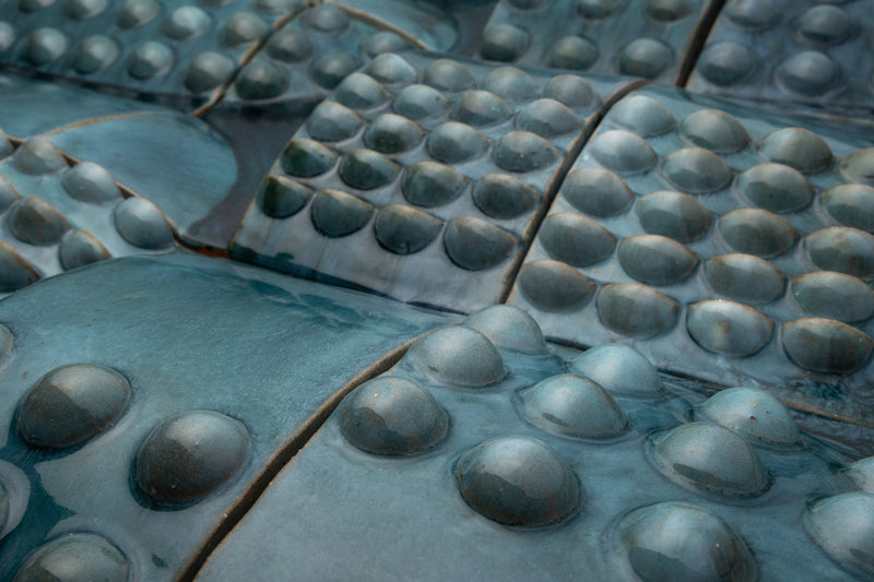 Square 3D Bauble Tiles in Gloss Blue Green Glaze - LDKKJK-EX