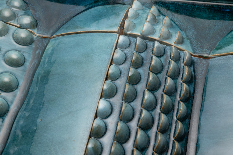 Square 3D Bauble Tiles in Gloss Blue Green Glaze - LDKKJK-EX