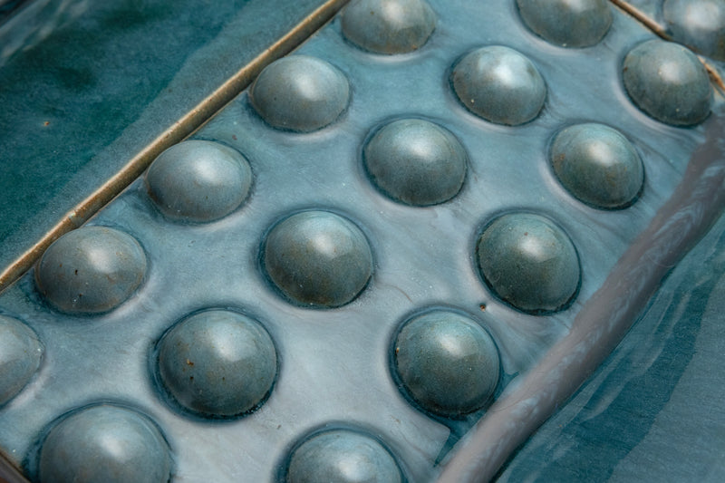 Square 3D Bauble Tiles in Gloss Blue Green Glaze - LDKKJK-EX