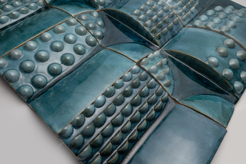 Square 3D Bauble Tiles in Gloss Blue Green Glaze - LDKKJK-EX