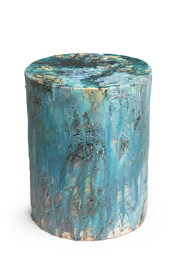 Aqua & Green Handcrafted Ceramic Side Table 390mm - LHLNKQ