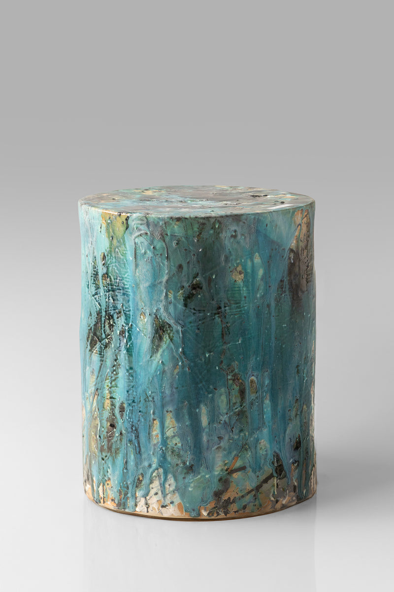 Aqua & Green Handcrafted Ceramic Side Table 390mm - LHLNKQ