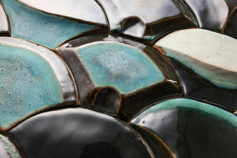 Ocean Inspired Handmade Sculptural Aqua & Brown Fish Scale Tiles - TIDEFORM_LJDJNU