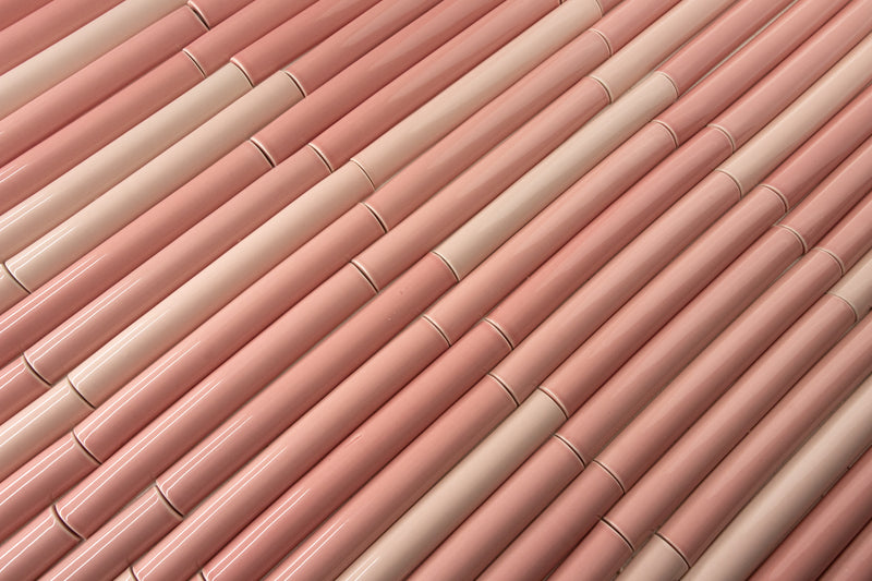 Elegant 300mm Pink Half Pipes - Handcrafted Beauty for a Focal Point or Feminine Bathroom - LKDD01-WS_Pink Pipes