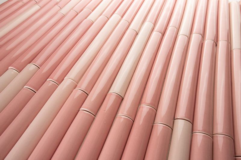 Elegant 300mm Pink Half Pipes - Handcrafted Beauty for a Focal Point or Feminine Bathroom - LKDD01-WS_Pink Pipes