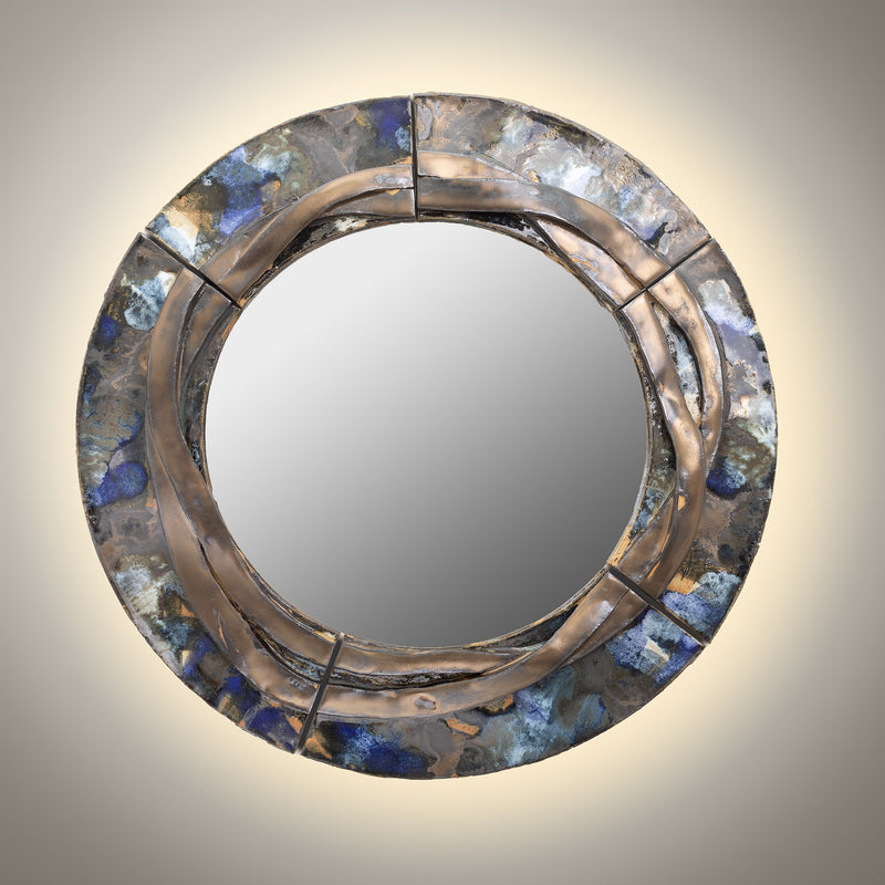 Blue & Bronze Mirror Ø600mm - LKEBEC