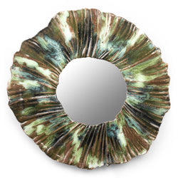 Small Brown & Green Ceramic Mirror - LRVUXK