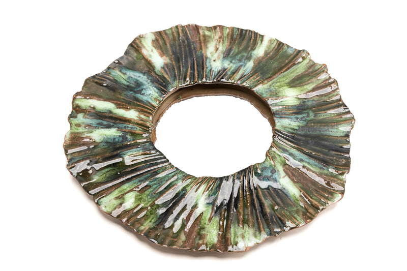 Small Brown & Green Ceramic Mirror - LRVUXK