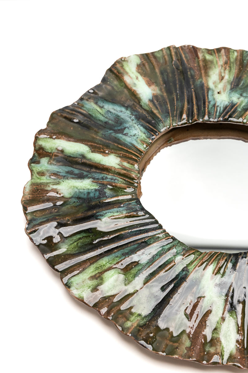 Small Brown & Green Ceramic Mirror - LRVUXK