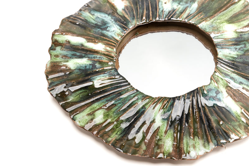 Small Brown & Green Ceramic Mirror - LRVUXK