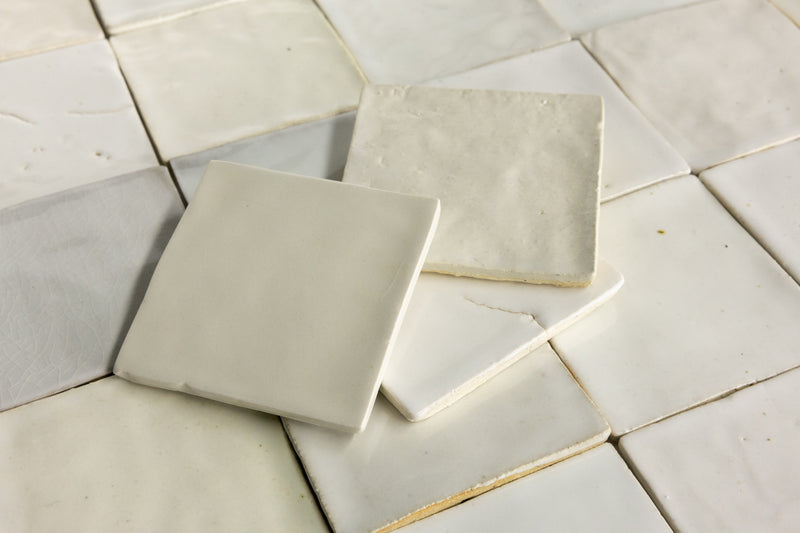 Undulating Off-White Handmade Square Tiles - LTUA4G_6C