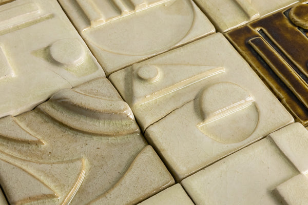Handmade Sculptural Abstract Cream and Brown Tiles - LVKRMY-WS